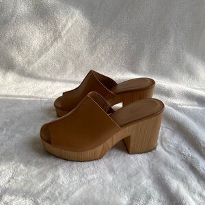 Universal Thread Open-Toe Platform Chunky Mules Sandals Brown Tan Size 7